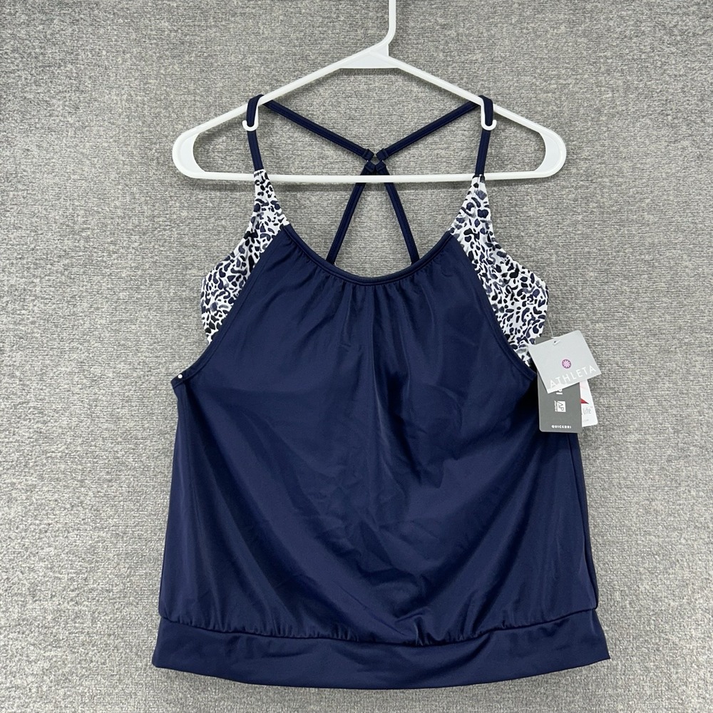 Athleta Tankini Top Women‎ Size 34 D/DD Blue Swimwear UPF 50 Quickdri NEW